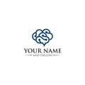 Vector human brain in low poly particles tech style. Logo, icon, emblem design template Royalty Free Stock Photo