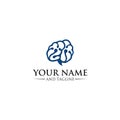 Vector human brain in low poly particles tech style. Logo, icon, emblem design template Royalty Free Stock Photo