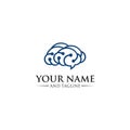 Vector human brain in low poly particles tech style. Logo, icon, emblem design template Royalty Free Stock Photo