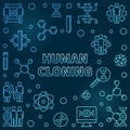 Vector Human Cloning outline blue concept illustration