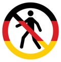 Vector human entry forbidden symbol icon in Germany flag colors. Conceptual image. German government and people against illegal mi