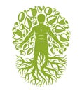 Vector human, individuality created with tree roots and surround