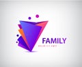 Vector human, people group logo. Family, business teamwork, friendship concept. 3d origami, multicolor men logo