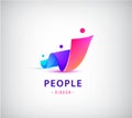 Vector human, people group logo. Family, business teamwork, friendship concept. 3d origami, multicolor men logo