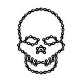 Vector Human Skull Made of Bike or Bicycle Chain. Vector Cranium or Death`s Head Symbol. Black Bike Chain Skull