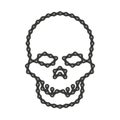 Vector Human Skull Made of Bike or Bicycle Chain. Vector Cranium or Death`s Head Symbol. Hi-Detailed Bike Chain Skull