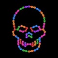 Vector Human Skull Made of Bike or Bicycle Chain. Vector Cranium or Death`s Head Symbol. Multicolored Chain Skull