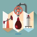 Vector humans and economicsctor concept illustration. Icon for energy saving. Energy exploration. Oil refinery. Energy Royalty Free Stock Photo