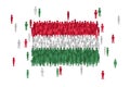 Vector Hungary state flag formed by crowd of cartoon people