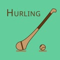 Vector hurling game. Irish hurling. Hurley and sliotar. Royalty Free Stock Photo