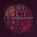 Vector I Love Chemistry colorful round outline illustration