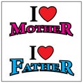 vector i love father and mother typography illustration design.