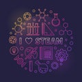 Vector I Love STEAM colored concept circular linear illustration Royalty Free Stock Photo
