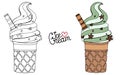 Vector Ice cream for coloring book for adult and kids