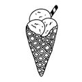 vector ice cream illustrations drawn by hand isolated on background - Vector doodle