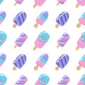 Vector ice cream illustrations isolated on white. Color lollipop pastel pattern with pink blue summer sweets. Child decoration.