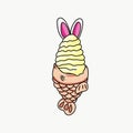 Vector of an ice cream with rabbit ears and a fish cracker