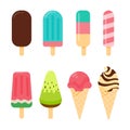 Vector ice cream. Sweet ice cream made from fruit and waffle cones. Refreshing in summer Royalty Free Stock Photo