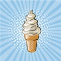 Vector ice cream white cream pop art comic retro style vector illustration
