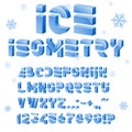 Vector ice 3D isometric alphabet  isolated on a white background. Editable strokes Royalty Free Stock Photo