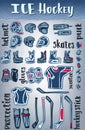 Vector ice hockey items. Equipment and protect.Winter sporting games theme or championship design.