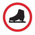 Vector ice skate silhouette in red circle