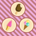 Vector icecream set on retro background