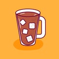 Vector iced cartoon flat coffee in glass jar icon