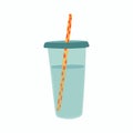 Vector iced coffee cup. Disposable or reusable plastic glass for cold beverage.