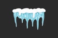 Vector icicle illustration in cartoon style. Snow and ice frame. Royalty Free Stock Photo