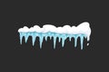 Vector icicle illustration in cartoon style. Snow and ice frame. Royalty Free Stock Photo