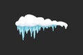 Vector icicle illustration in cartoon style. Snow and ice frame. Royalty Free Stock Photo