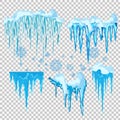 Vector icicle and snow elements clipart. Different snow cap