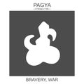 icon with african adinkra symbol Pagya. Symbol of bravery and war