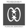 icon with african adinkra symbol Wo Nsa Da Mu A. Symbol of pluralism and democracy