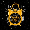 Vector icon of the alarm clock with the inscription wake up