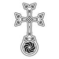 Vector icon with ancient Armenian symbol Khachkar. Armenian cross stone Royalty Free Stock Photo