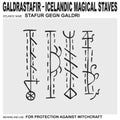 icon with ancient Icelandic magical staves Stafur Gegn Galdri. Symbol means and is used for protection against witchcraft