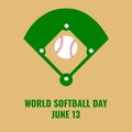 Vector icon of ball and softball field. Softball Day Word Design Concept, suitable for social media post templates, posters, greet Royalty Free Stock Photo