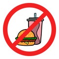 Vector icon banning fast food in the style of flat, for web design and internet