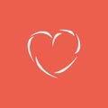 Vector icon of a beautiful and unusual heart shape in red background. It represents a concept of love, marriage, wedding