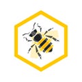Vector icon bee in polygonal flat style isolated on white Royalty Free Stock Photo
