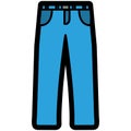 Vector Icon of a blue jeans for men or women in flat style. Pixel perfect. business and office look.