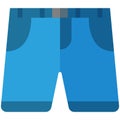 Vector Icon of a blue jeans shorts for men or women in flat style without outline. Pixel perfect. business and office look. Royalty Free Stock Photo