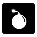 Vector icon bomb. Vector white illustration on black background