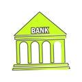 Vector icon building bank cartoon style on white isolated background