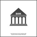 Vector icon building bank illustration on white isolated background. Layers grouped for easy editing illustration.