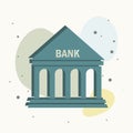 Vector icon building bank on multicolored background