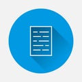 Vector icon business document on blue background. Flat image with long shadow. Layers grouped for easy editing illustration. For Royalty Free Stock Photo