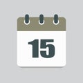 Vector icon calendar day number 15, 15th day month